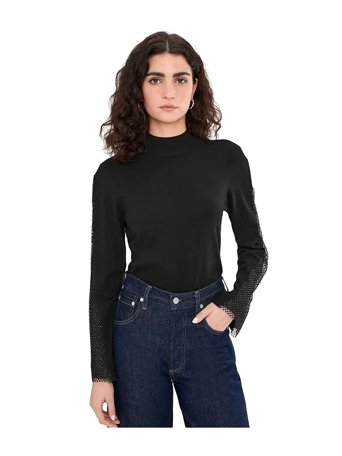 Блуза с воротником-стойкой и колокольчиками стразами Vince Camuto — изображение 1 из 5, белый