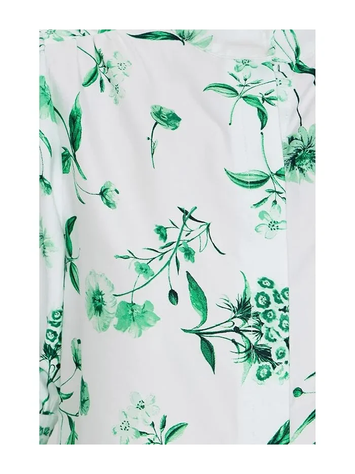 Блуза с потайной планкой Cotton Sateen Hidden Placket CeCe — изображение 5 из 5, келли-зеленый