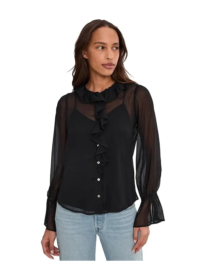 Блузка с воланами Liverpool Los Angeles Long Sleeve Ruffle Front Woven Shirt