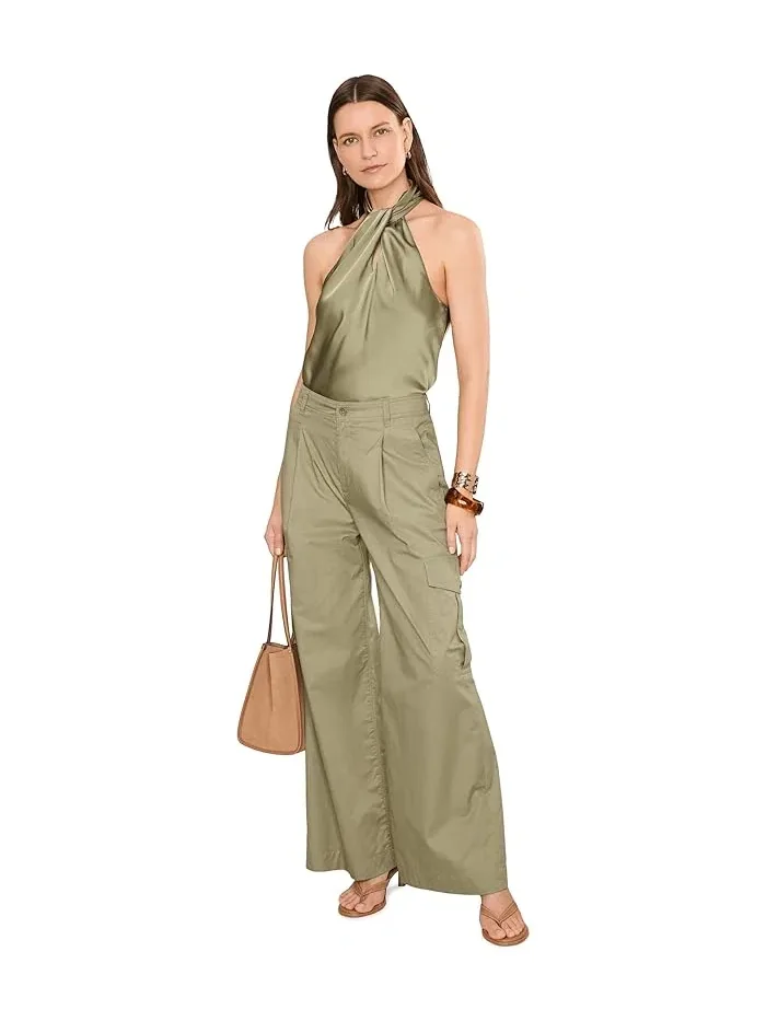 Блуза с запахом халтер Twist-Front Charmeuse Halter Blouse Lauren Ralph Lauren — изображение 2 из 5, бежевый