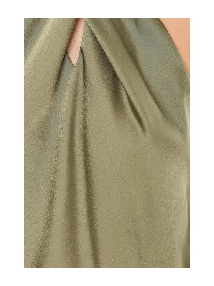 Блуза с запахом халтер Twist-Front Charmeuse Halter Blouse Lauren Ralph Lauren — изображение 5 из 5, бежевый