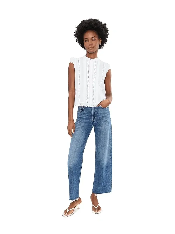 Блуза с кружевной отделкой French Frill Top NIC+ZOE — изображение 2 из 5, белый