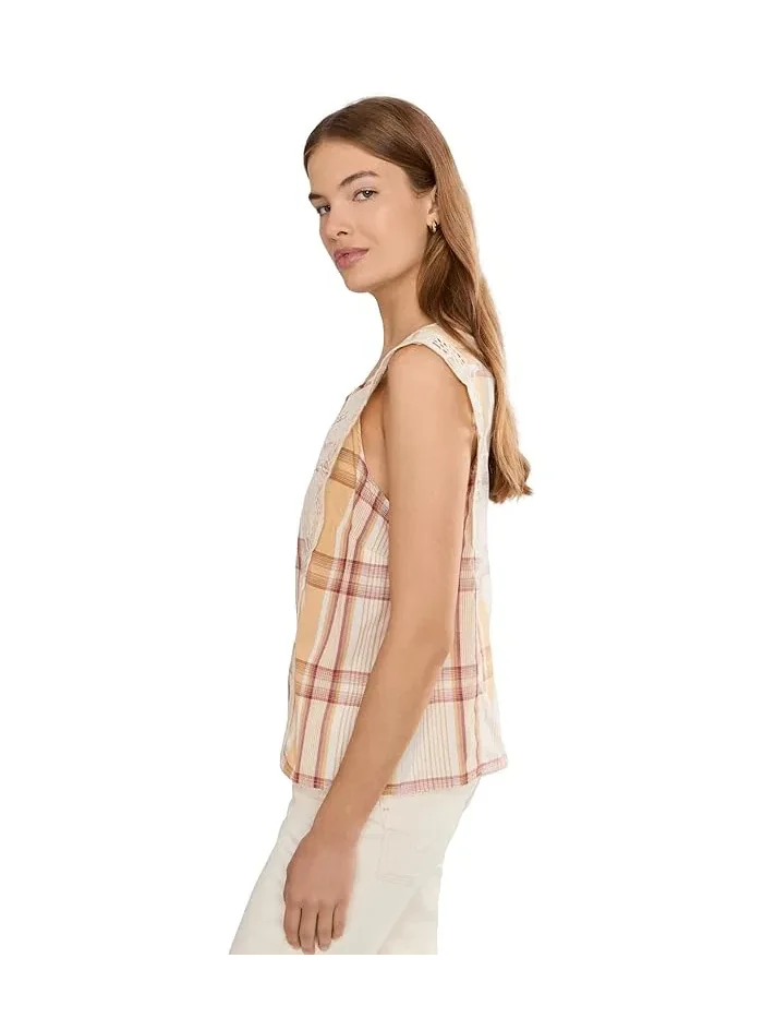 Блуза с вышивкой Petite Cap Sleeve Dolman Embroidered Woven Top Liverpool Los Angeles — изображение 3 из 5, желтый кремовый