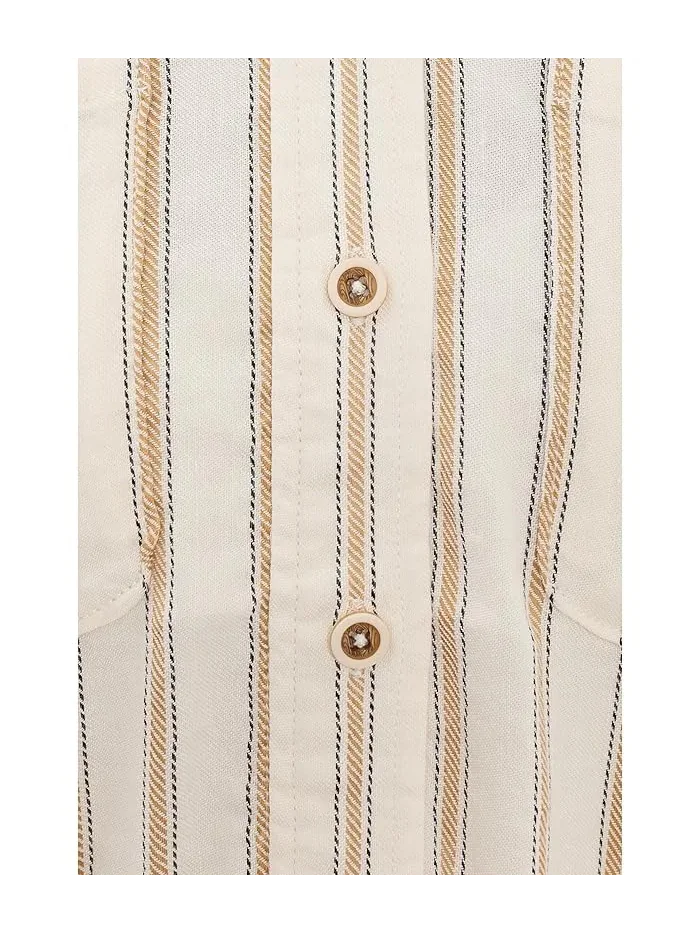 Рубашка с поясом в полоску Petite Belted Stripe Liverpool Los Angeles — изображение 5 из 5, кремовый/бежевый