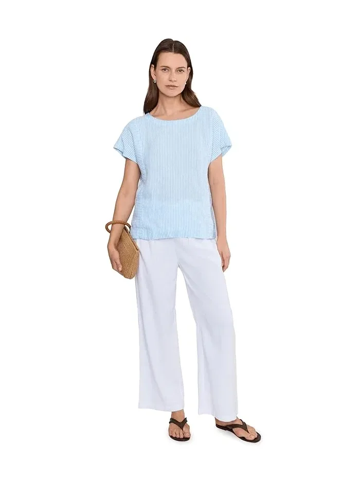 Рубашка из льна полоска Premium Washable Linen Short Sleeve Striped Shirt L.L.Bean — изображение 2 из 5, черный