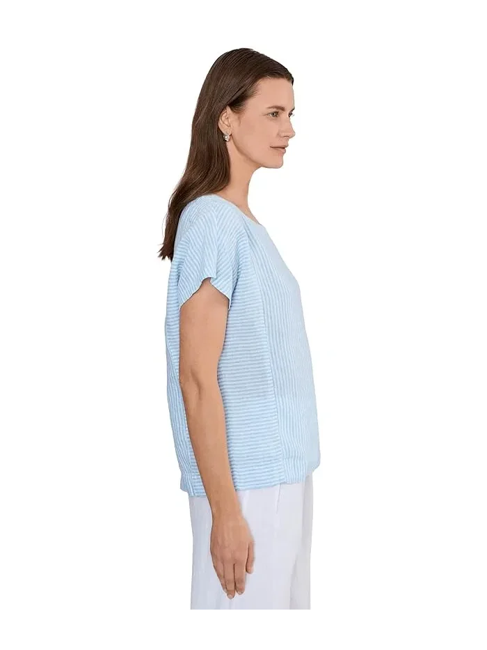 Рубашка из льна полоска Premium Washable Linen Short Sleeve Striped Shirt L.L.Bean — изображение 3 из 5, черный