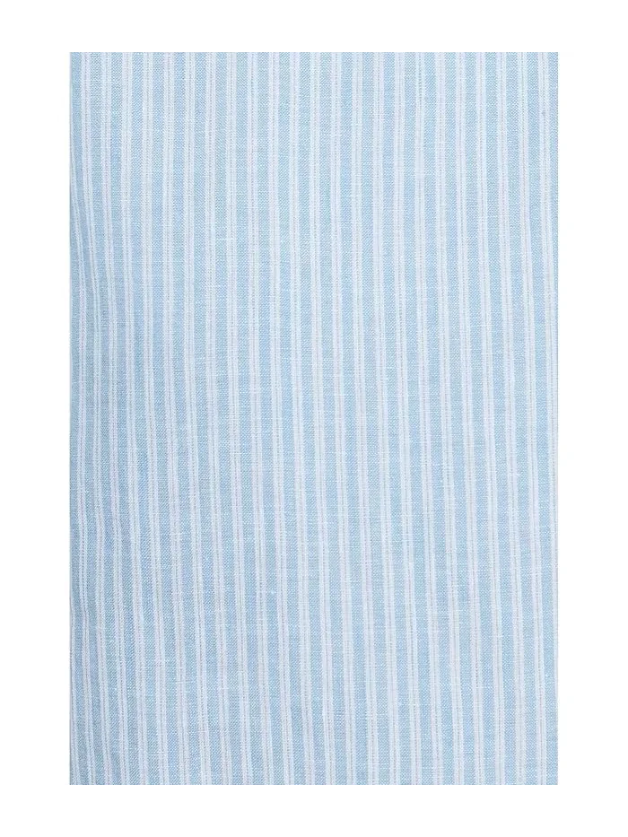 Рубашка из льна полоска Premium Washable Linen Short Sleeve Striped Shirt L.L.Bean — изображение 5 из 5, черный