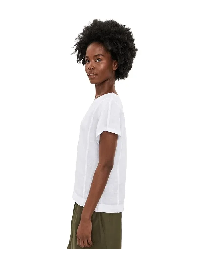 Рубашка из льна Premium Washable Linen Short Sleeve Shirt L.L.Bean — изображение 3 из 5, белый