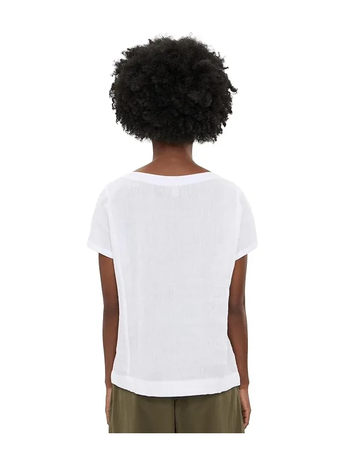 Рубашка из льна Premium Washable Linen Short Sleeve Shirt L.L.Bean — изображение 4 из 5, белый