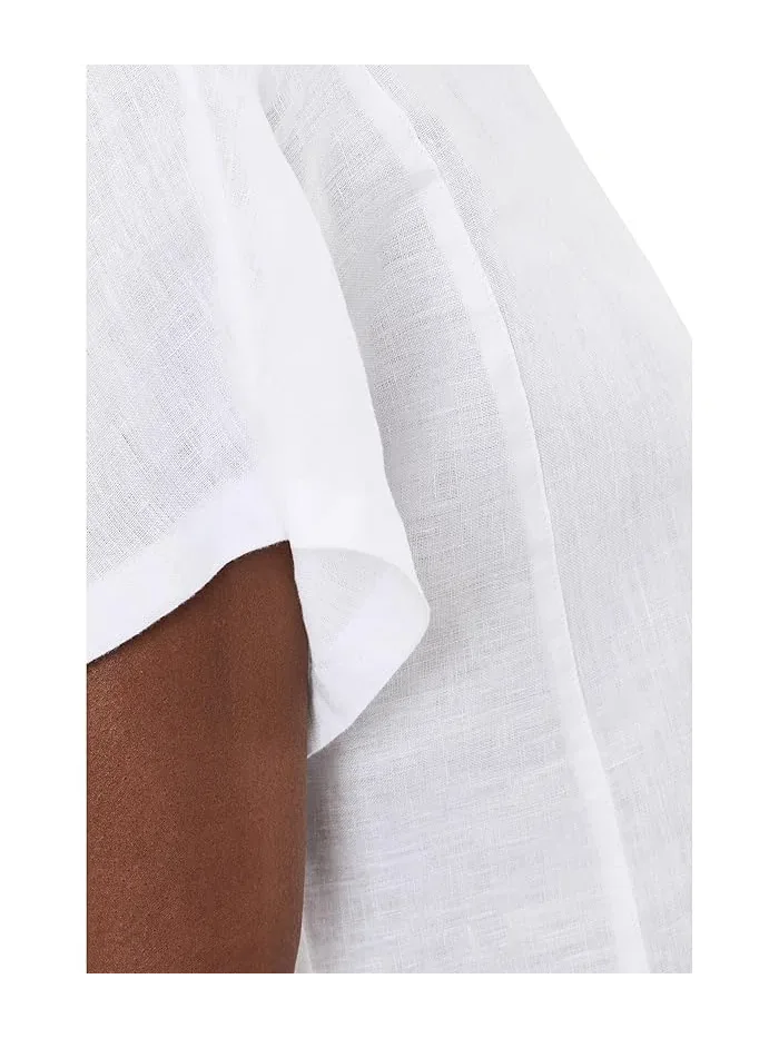 Рубашка из льна Premium Washable Linen Short Sleeve Shirt L.L.Bean — изображение 5 из 5, белый