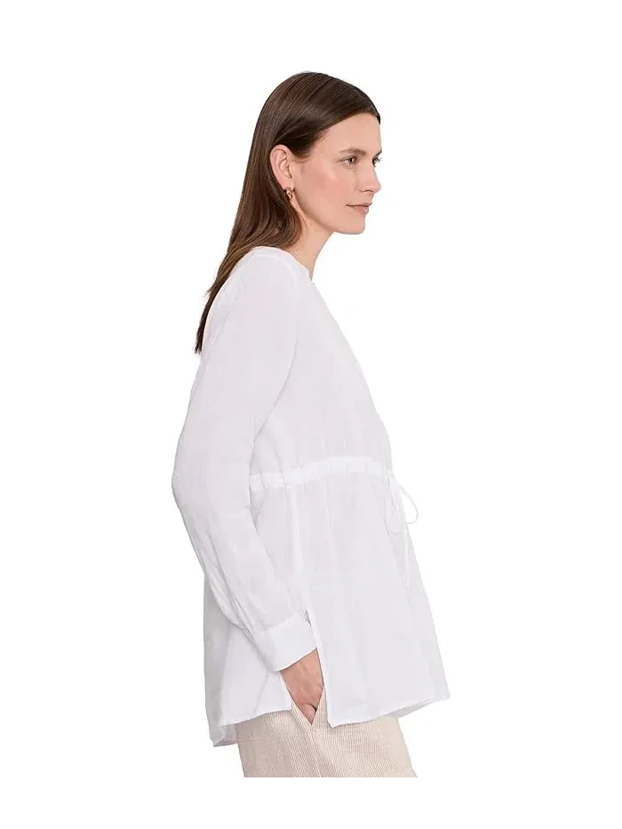 Рубашка из органического льна Petite Organic Handkerchief Linen Long Shirt With Drawstring Eileen Fisher — изображение 3 из 5
