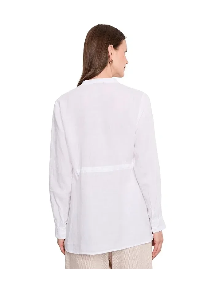 Рубашка из органического льна Petite Organic Handkerchief Linen Long Shirt With Drawstring Eileen Fisher — изображение 4 из 5