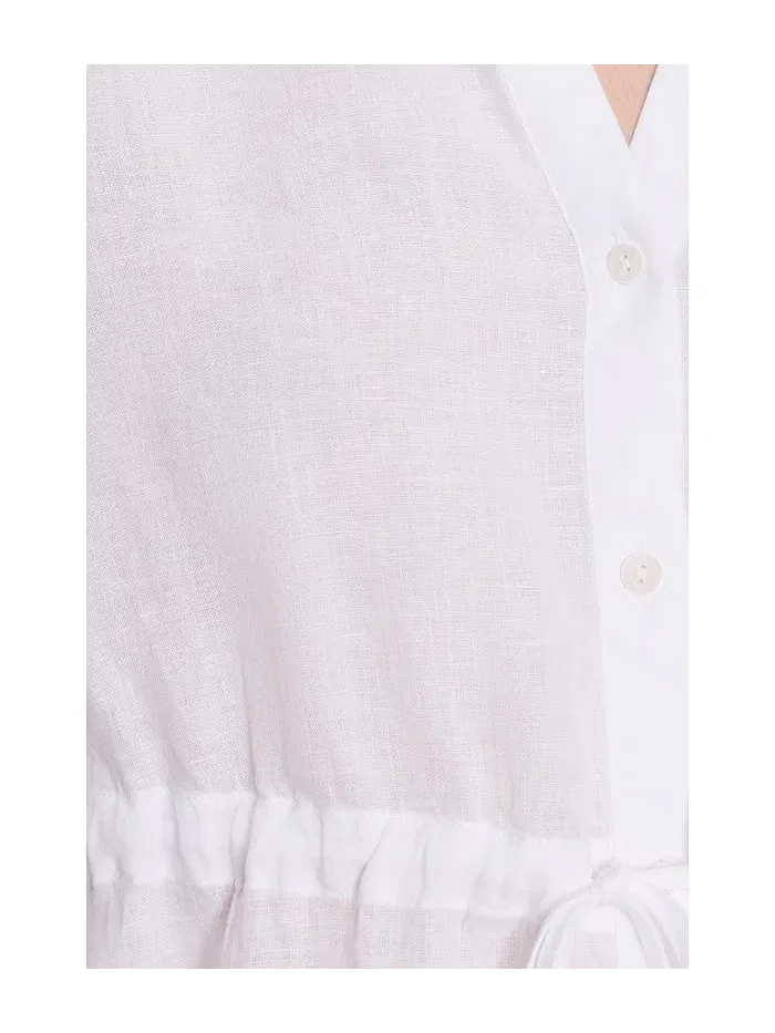 Рубашка из органического льна Petite Organic Handkerchief Linen Long Shirt With Drawstring Eileen Fisher — изображение 5 из 5