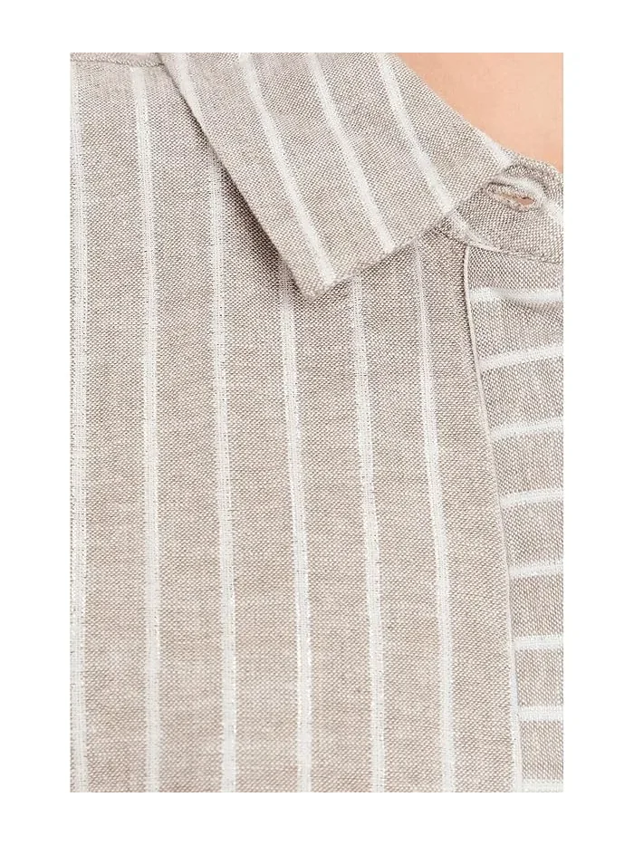 Рубашка из льна с люрексом Petite Lurex Linen Resort Shirt NIC+ZOE — изображение 5 из 5, мульти