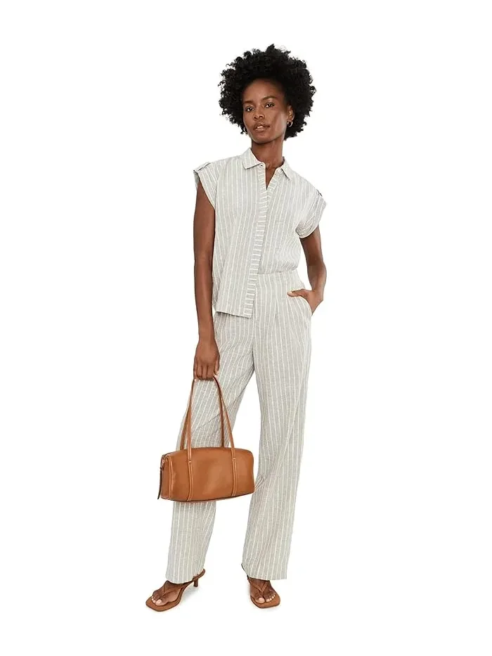 Рубашка поло из льна с люрексом Lurex Linen Resort Shirt NIC+ZOE — изображение 2 из 5, черный