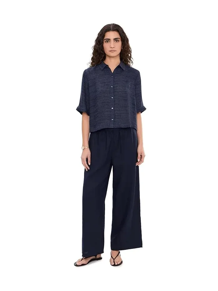 Рубашка Eileen Fisher из льняной марли — изображение 2 из 5, чернильный