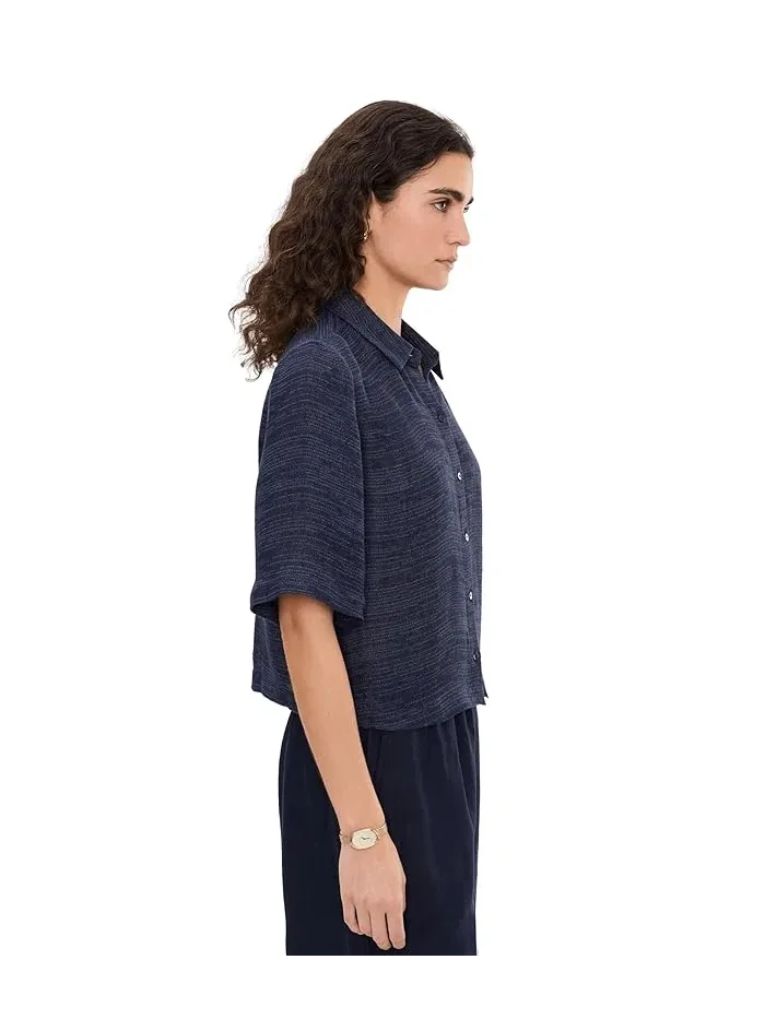 Рубашка Eileen Fisher из льняной марли — изображение 3 из 5, чернильный