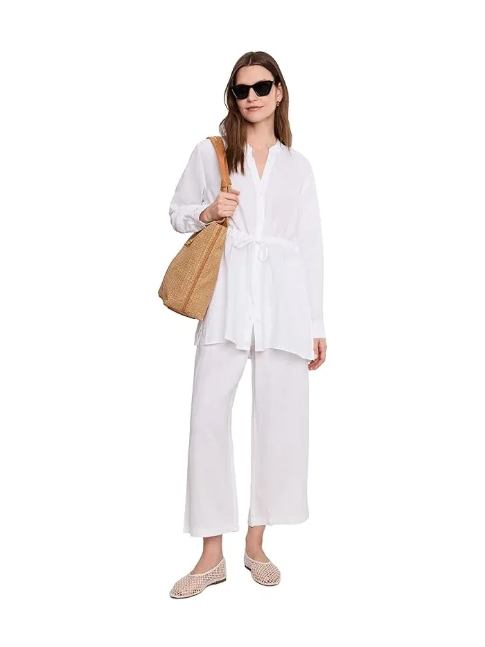 Рубашка льняная Organic Handkerchief Linen Long Shirt Eileen Fisher — изображение 2 из 5, белый