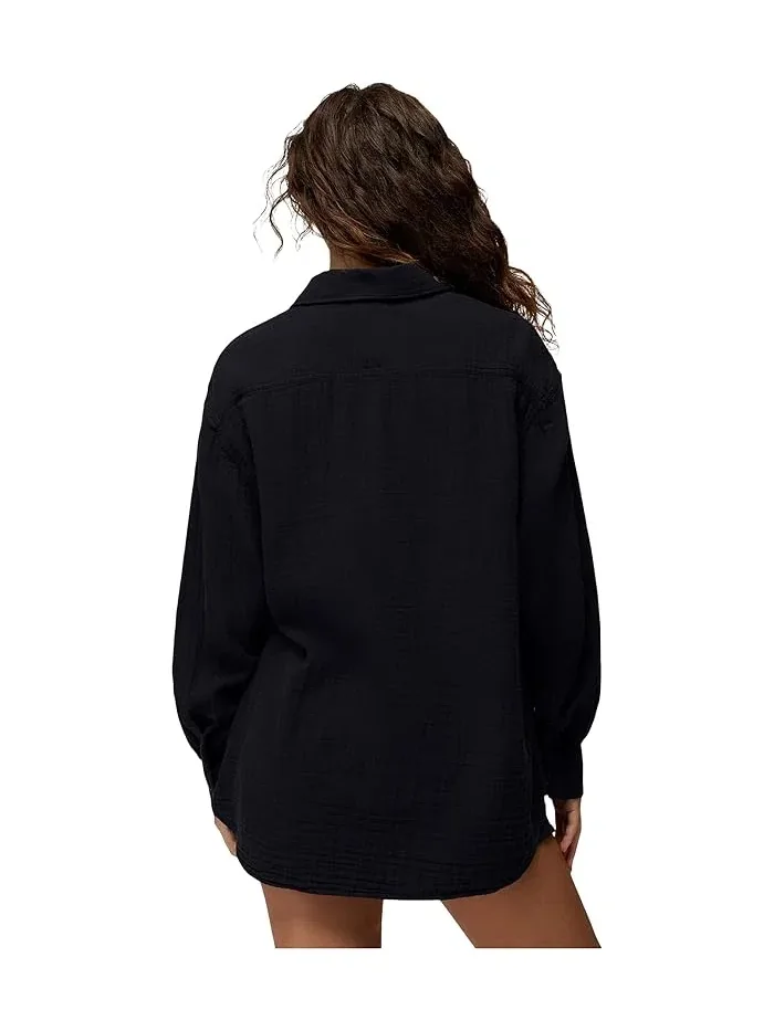 Рубашка-оверсайз Hideaways Button Down Prana — изображение 3 из 4, черный