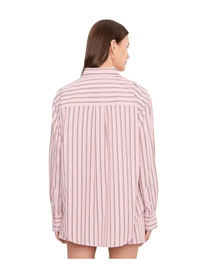 Рубашка оверсайз The Boyfriend Button-Down Joe's Jeans — изображение 4 из 5, розовый