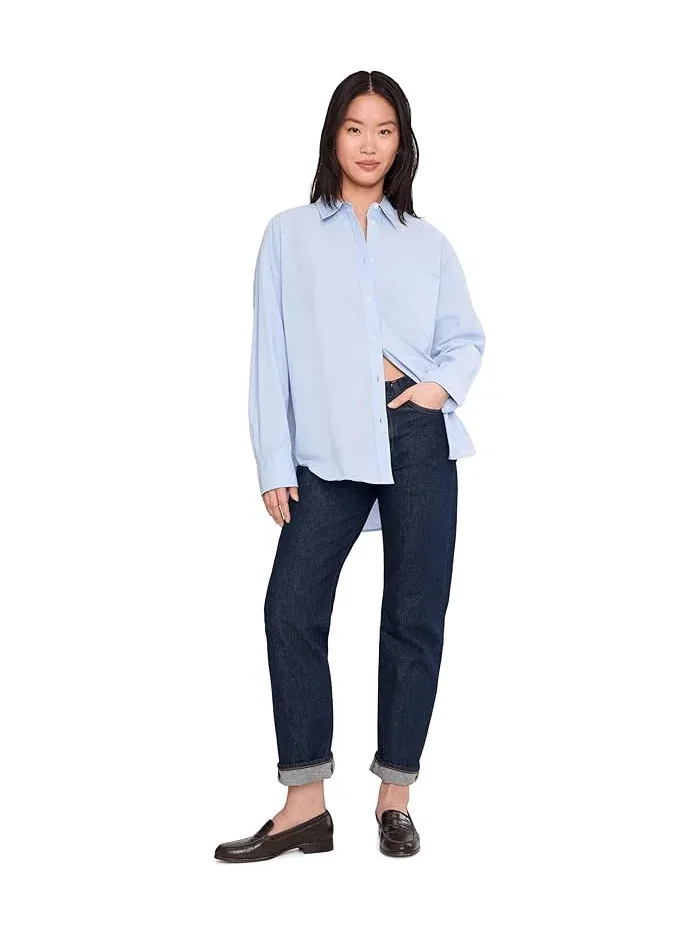 Рубашка свободного кроя Coastal Poplin Relaxed Faherty — изображение 2 из 5, синий