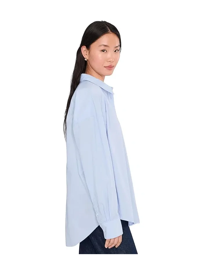 Рубашка свободного кроя Coastal Poplin Relaxed Faherty — изображение 3 из 5, синий