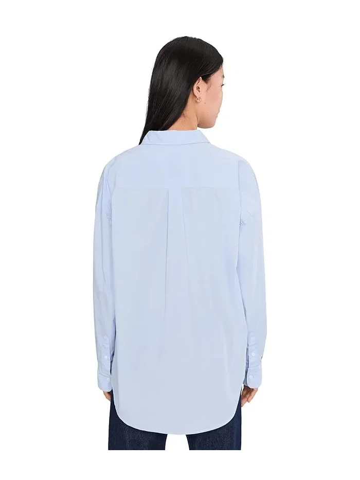 Рубашка свободного кроя Coastal Poplin Relaxed Faherty — изображение 4 из 5, синий