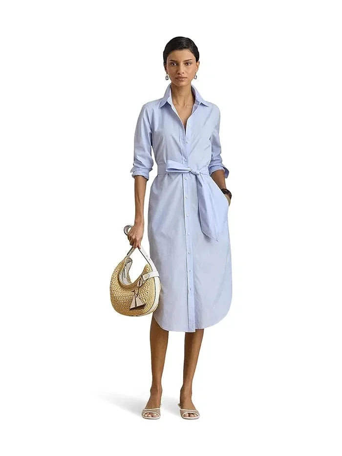 Платье-рубашка из хлопка End-On-End Cotton Lauren Ralph Lauren — изображение 1 из 4, светлый синий