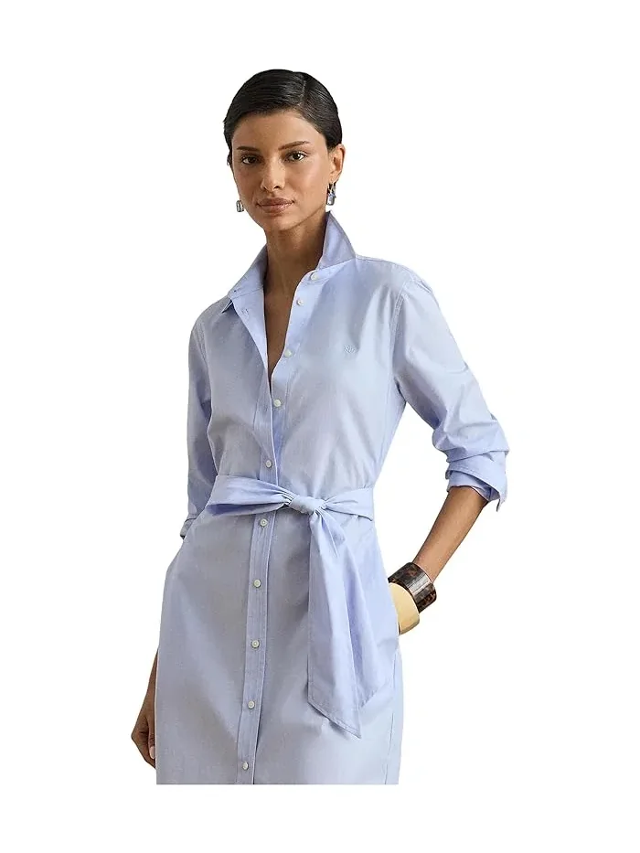 Платье-рубашка из хлопка End-On-End Cotton Lauren Ralph Lauren — изображение 3 из 4, светлый синий