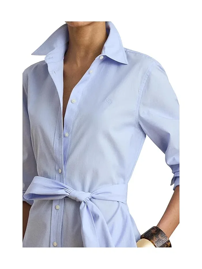 Платье-рубашка из хлопка End-On-End Cotton Lauren Ralph Lauren — изображение 4 из 4, светлый синий