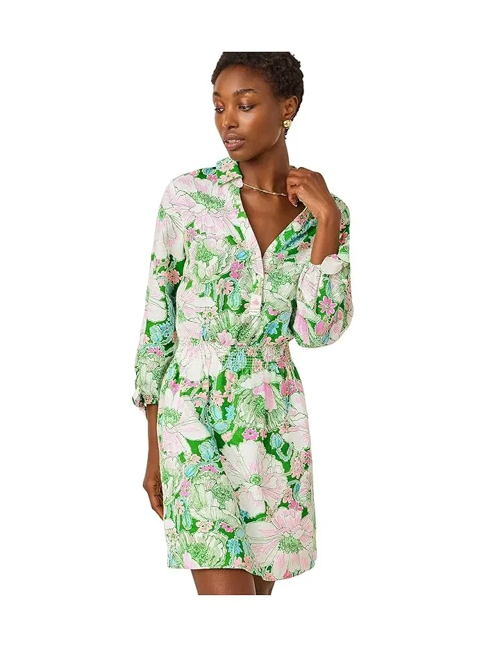 Платье-рубашка льняное Abralynn Lilly Pulitzer — изображение 1 из 4, зеленый