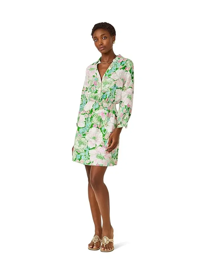 Платье-рубашка льняное Abralynn Lilly Pulitzer — изображение 2 из 4, зеленый