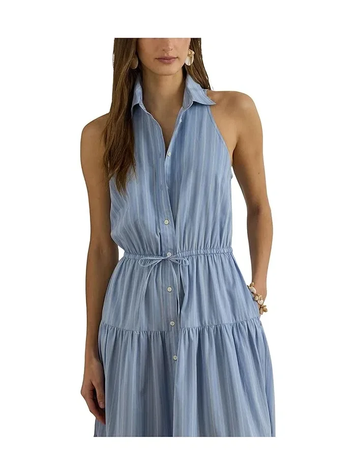 Платье-рубашка полосатое модель Striped Broadcloth Tiered Shirtdress Lauren Ralph Lauren — изображение 2 из 5, красный