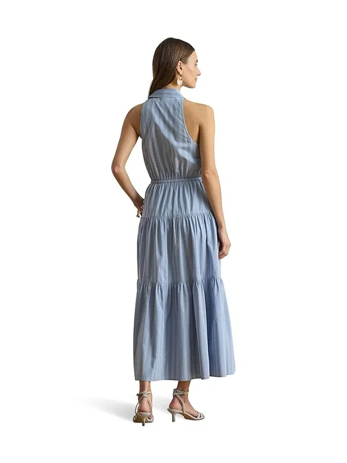 Платье-рубашка полосатое модель Striped Broadcloth Tiered Shirtdress Lauren Ralph Lauren — изображение 4 из 5, красный