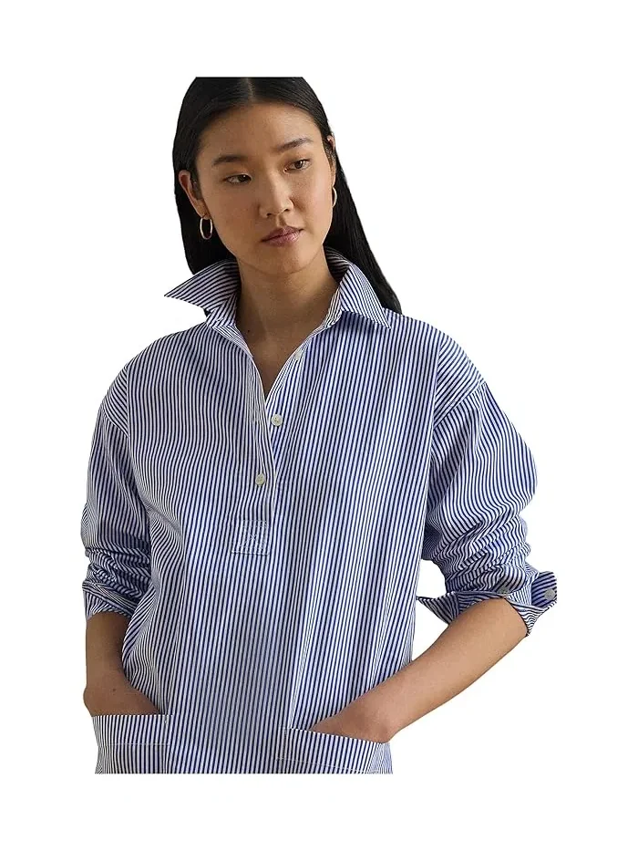 Платье-рубашка полосатое хлопковое LAUREN Ralph Lauren — изображение 4 из 4, синий/белый
