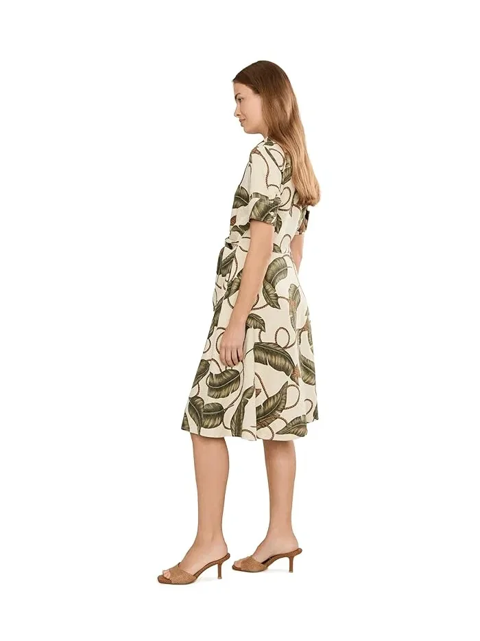 Платье-рубашка с принтом и завязками на талии модель Petite Lauren Ralph Lauren — изображение 3 из 5, синий/белый мульти