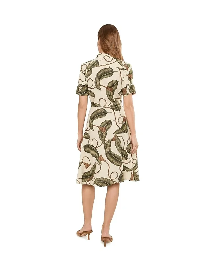 Платье-рубашка с принтом и завязками на талии модель Petite Lauren Ralph Lauren — изображение 4 из 5, синий/белый мульти