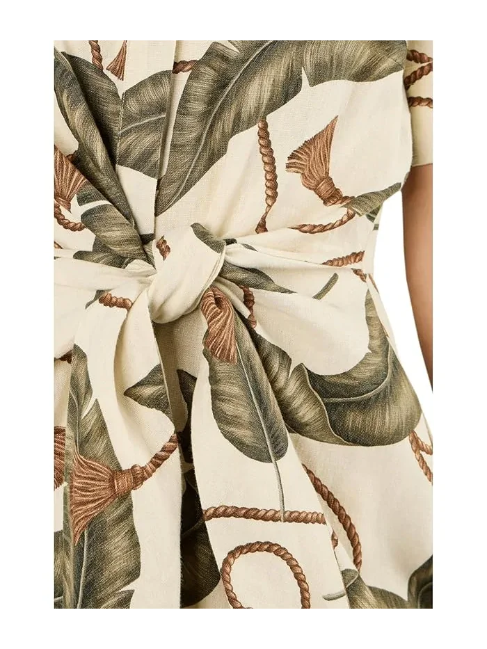 Платье-рубашка с принтом и завязками на талии модель Petite Lauren Ralph Lauren — изображение 5 из 5, синий/белый мульти