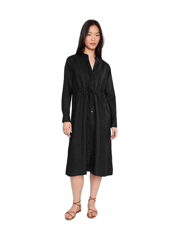 Платье-рубашка из льна Organic Linen Mandarin Collar Dress Eileen Fisher — черный