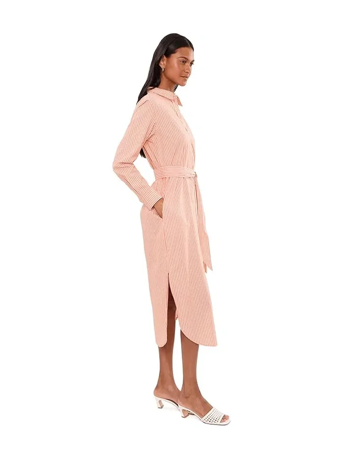 Платье-рубашка полосатая хлопковое Lauren Ralph Lauren — изображение 3 из 5, оранжевый/белый