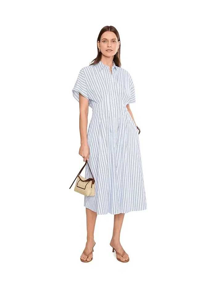 Платье-рубашка полосатое плиссированное Lauren Ralph Lauren — изображение 2 из 5, синий мульти