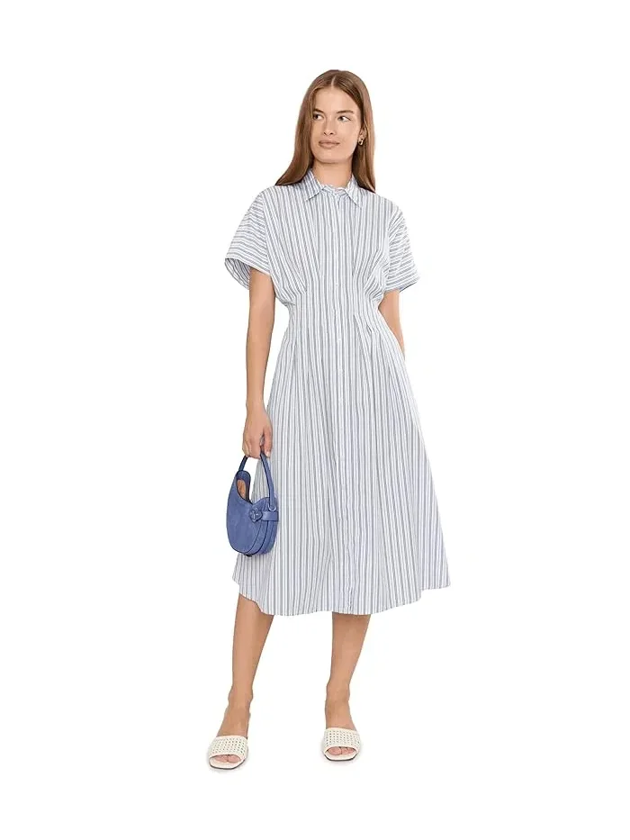 Платье-рубашка полосатое шитьевая ткань Petite Striped Pleated Broadcloth Shirtdress Lauren Ralph Lauren — изображение 2 из 5