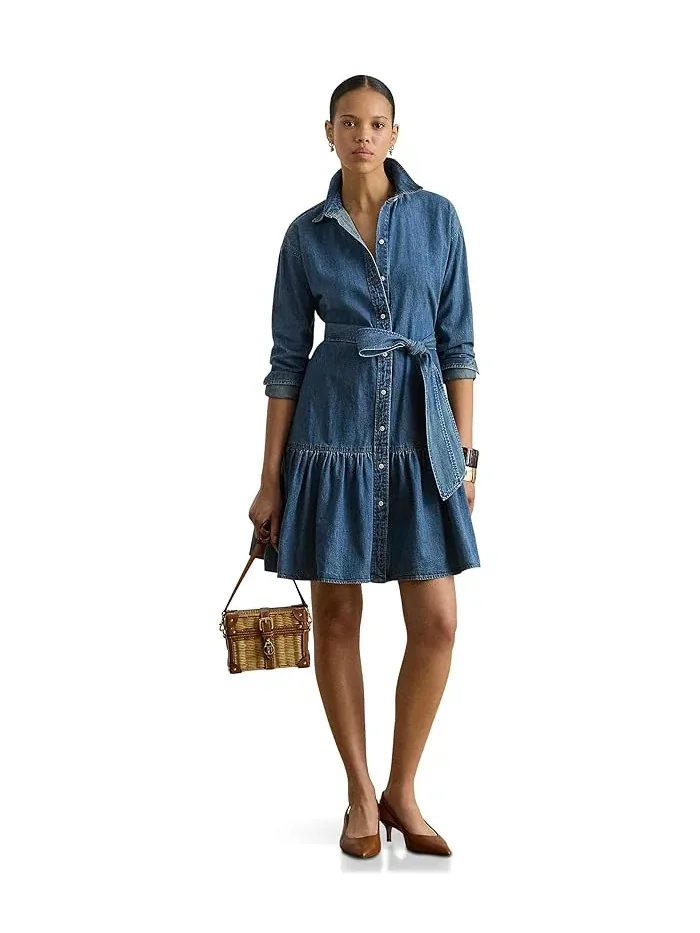 Платье-рубашка деним многоярусное Lauren Ralph Lauren — изображение 1 из 4, черный/черный