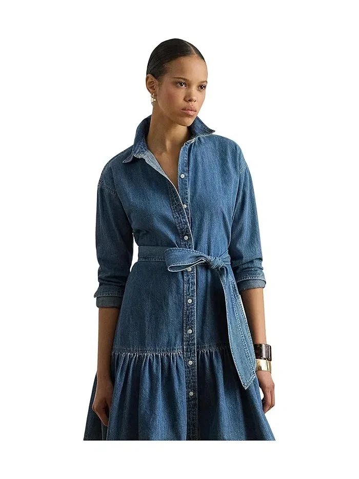 Платье-рубашка деним многоярусное Lauren Ralph Lauren — изображение 3 из 4, черный/черный