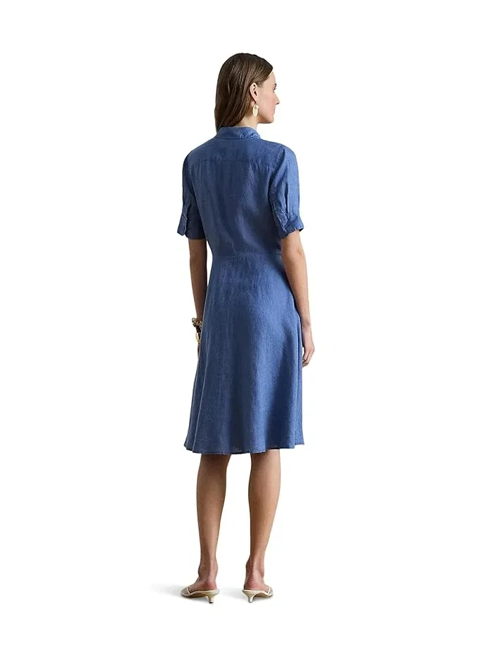 Платье-рубашка Tie-Front Linen Lauren Ralph Lauren — изображение 2 из 3, синий
