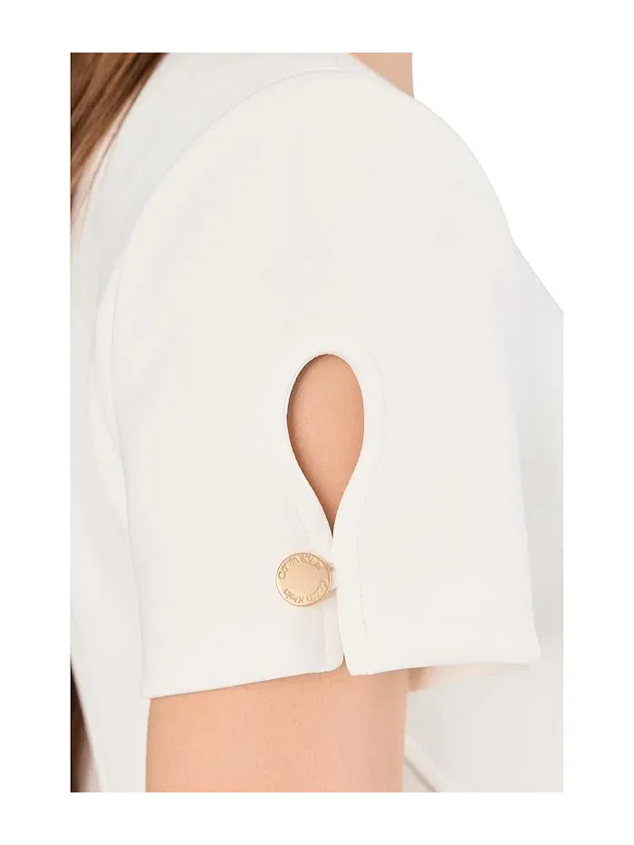 Платье-футляр с коротким рукавом Short Sleeve Scuba Sheath Calvin Klein — изображение 5 из 5, бежевый