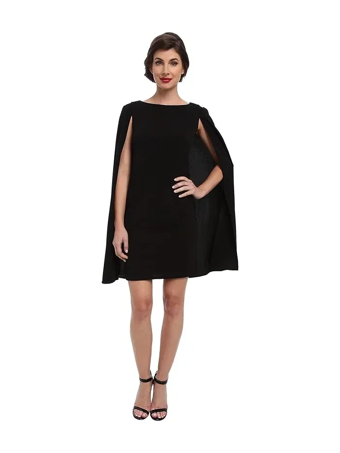Платье-футляр с накидкой Structured Cape Sheath Adrianna Papell — черный
