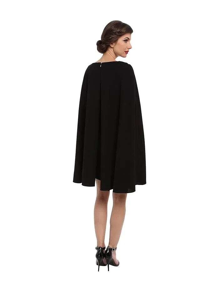 Платье-футляр с накидкой Structured Cape Sheath Adrianna Papell — изображение 3 из 5, черный