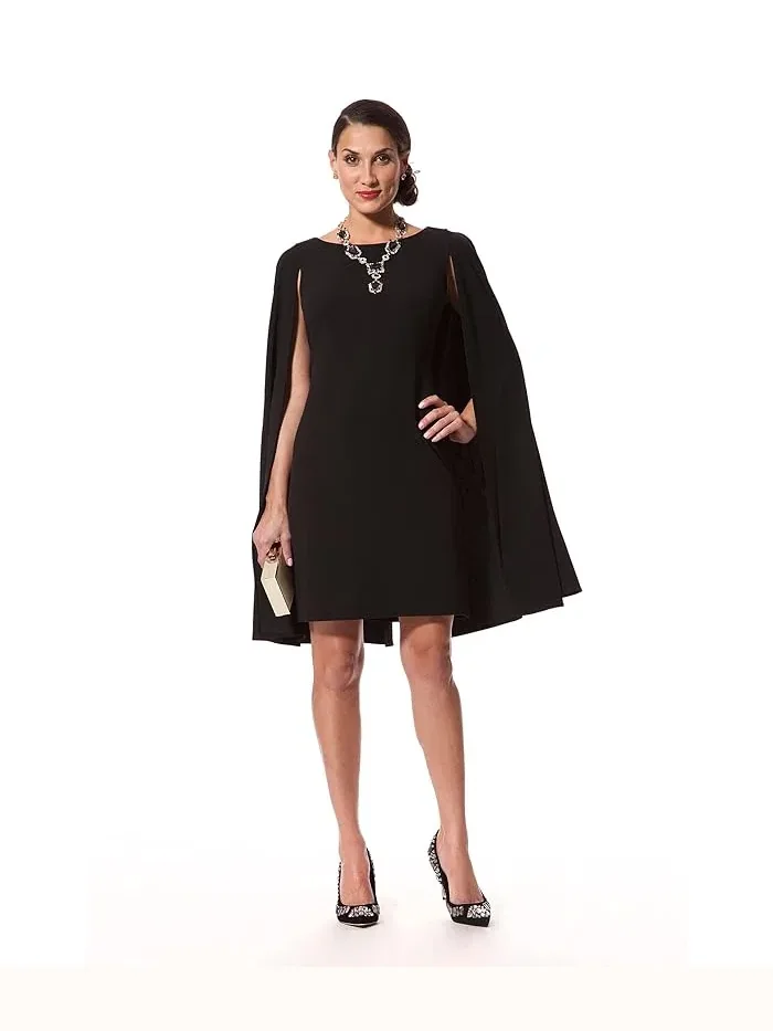 Платье-футляр с накидкой Structured Cape Sheath Adrianna Papell — изображение 5 из 5, черный