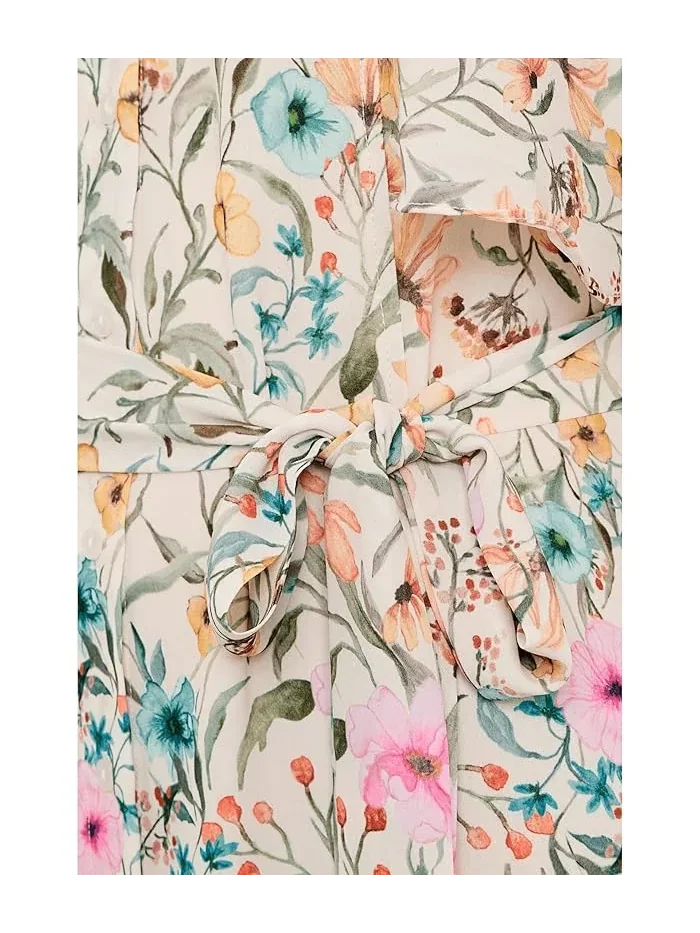 Платье с флоральным принтом Flutter Sleeve Princess Seam Vince Camuto — изображение 5 из 5, белый
